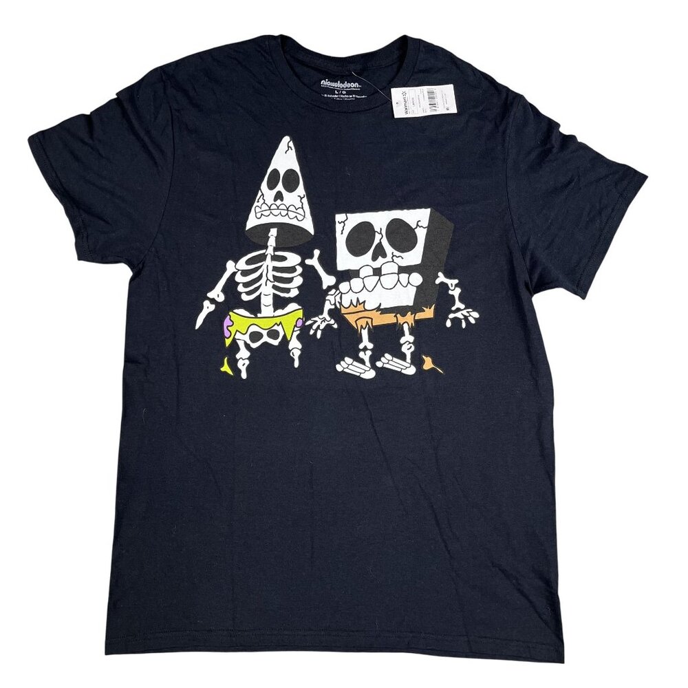 NWT‎ Spongebob Squarepants Nickelodeon Halloween Skeleton Tee Sz Large